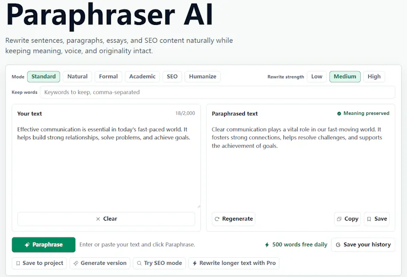 Paraphraser AI screenshot 2