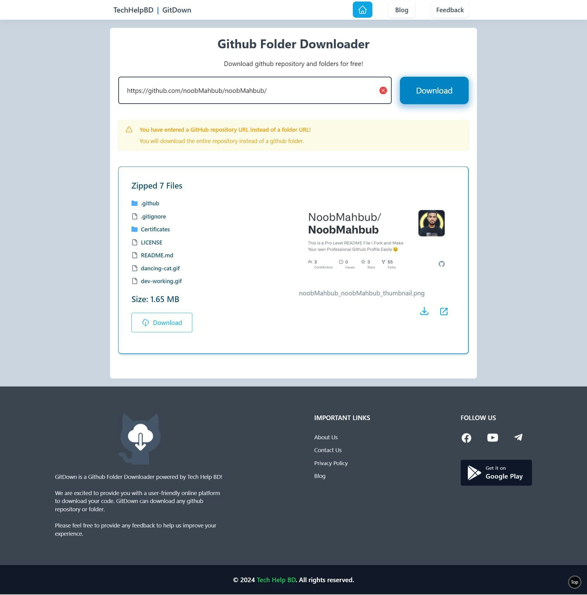 Gitdown - Trình tải xuống thư mục GitHub media 2