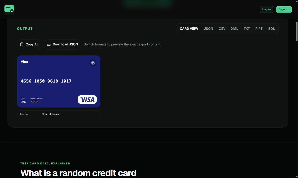 Random Credit Card Generator screenshot