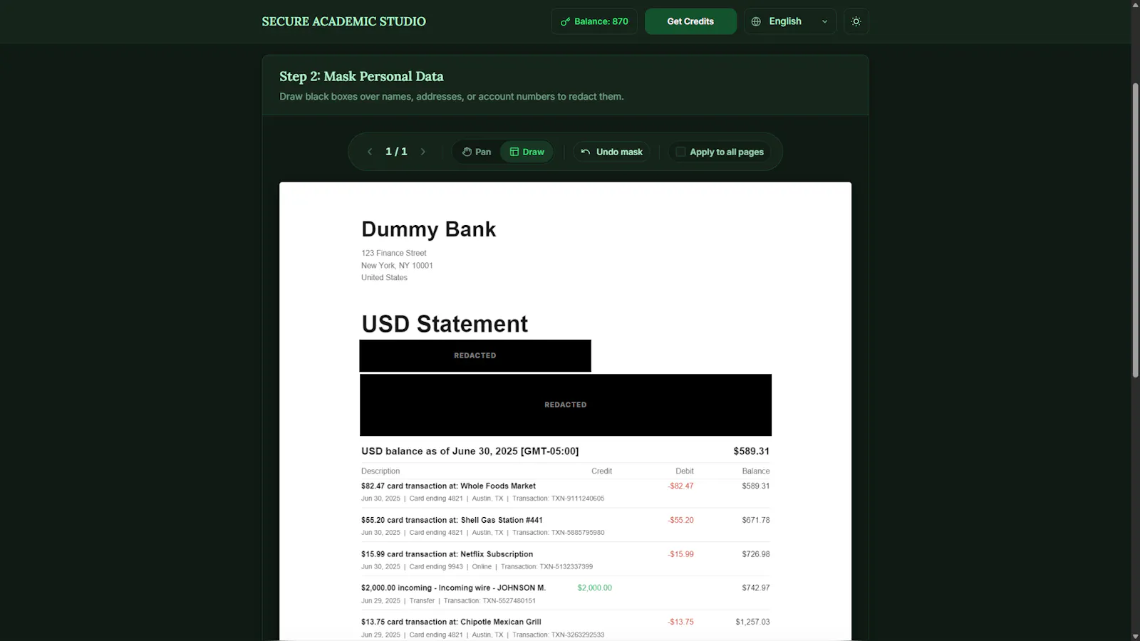Secure Bank Statement Converter screenshot 5