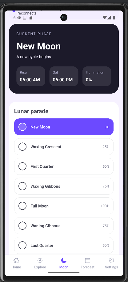Minimal Moon Weather - Screenshot 4 showing product features and functionality