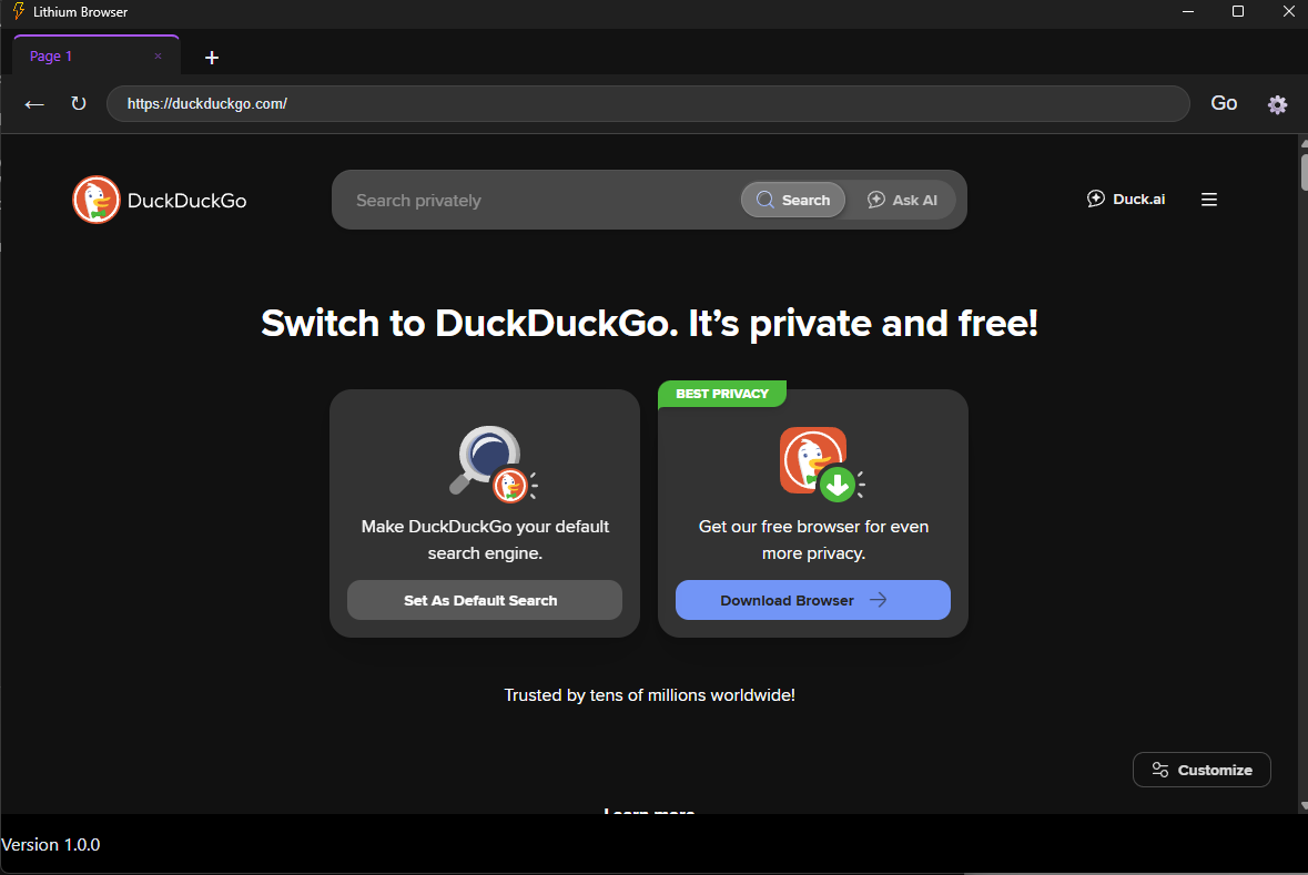 Lithium Browser - Lightweight Private gallery image