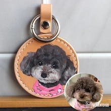 Pet Portrait Leather Painting Keychain gallery image