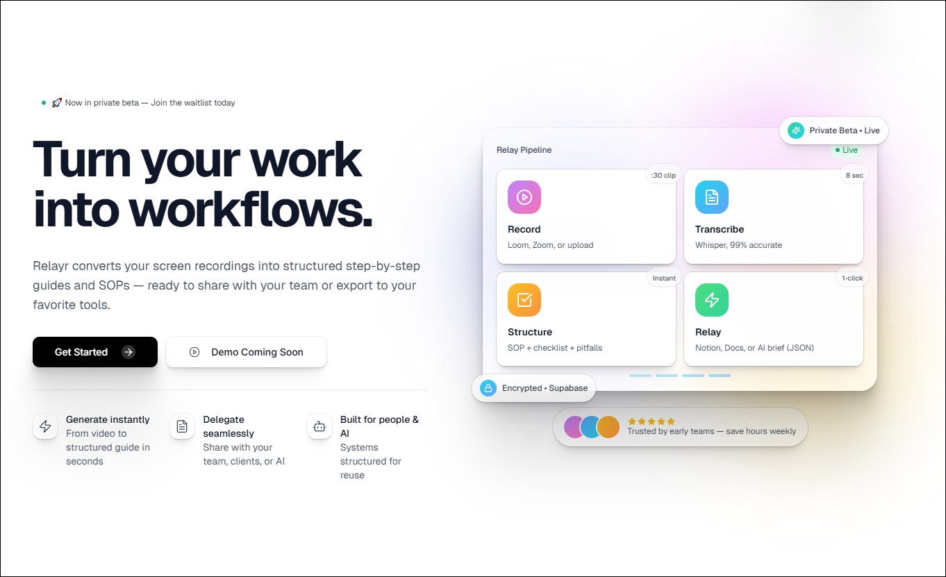 Relayr - Main product screenshot demonstrating key features and user interface