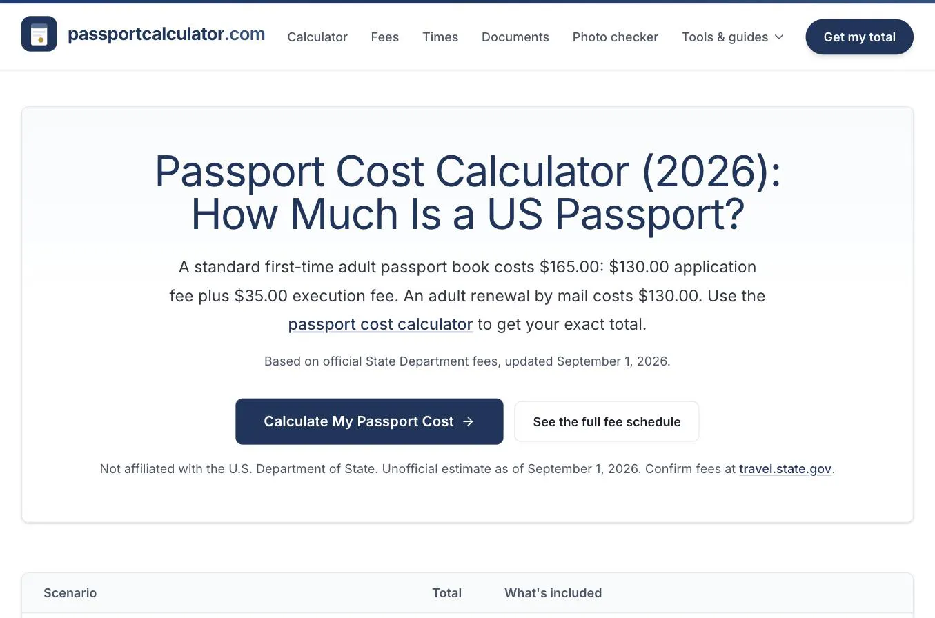 Passport Cost Calculator gallery image
