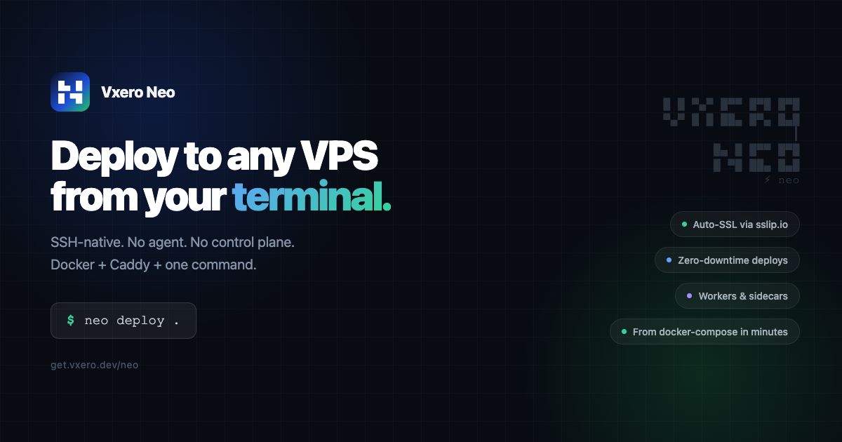 Vxero Neo: SSH-native CLI that manage servers, apps, infrastructure | Product Hunt