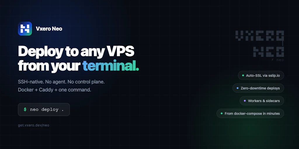Vxero Neo: SSH-native CLI that manage servers, apps, infrastructure | Product Hunt