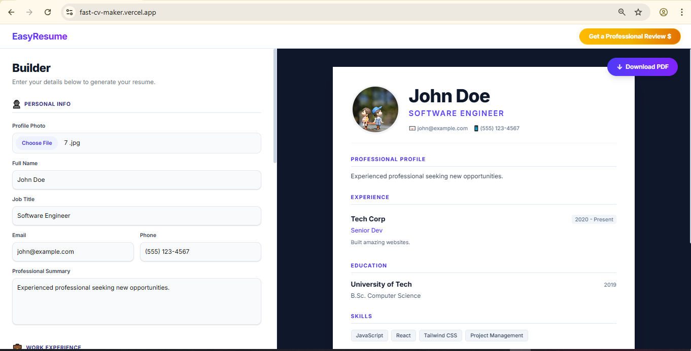 Free Resume Builder - Product Hunt launch logo and brand identity