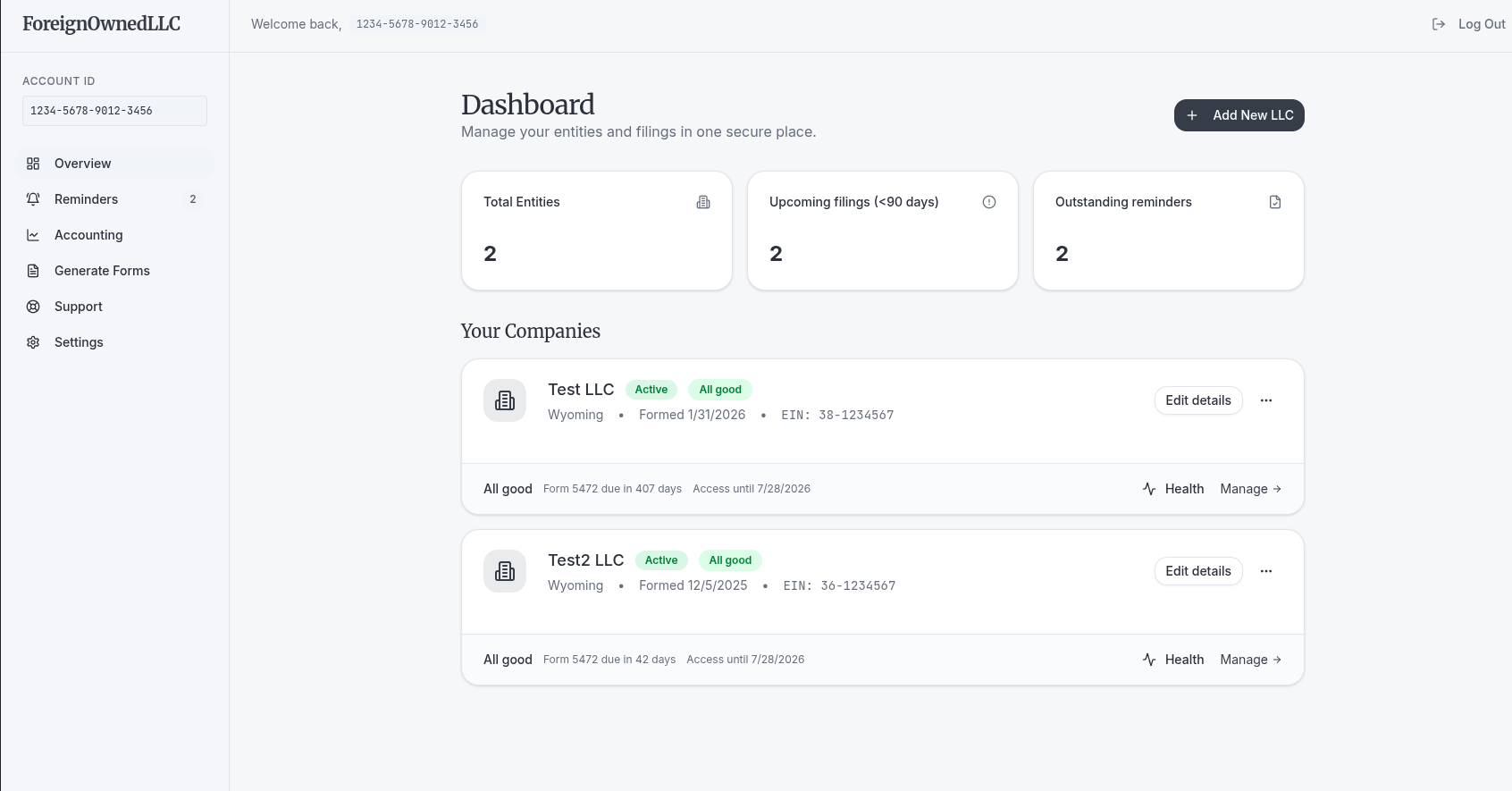ForeignOwnedLLC  - Main product screenshot demonstrating key features and user interface