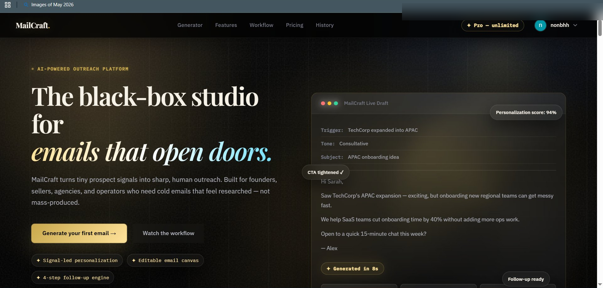 MailCraft — Blackout Cold Email Studio gallery image