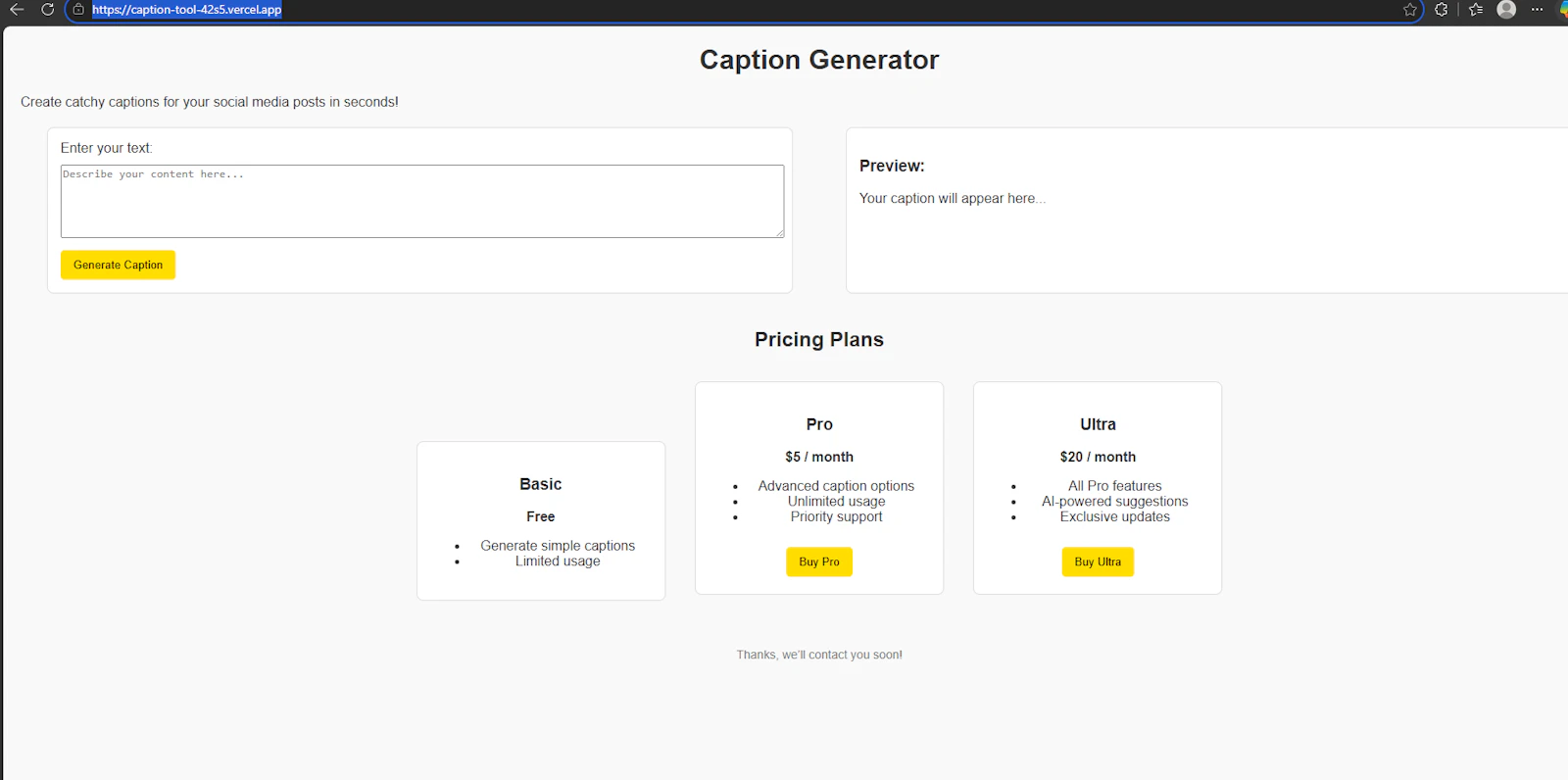 Caption Generator Demo screenshot 1