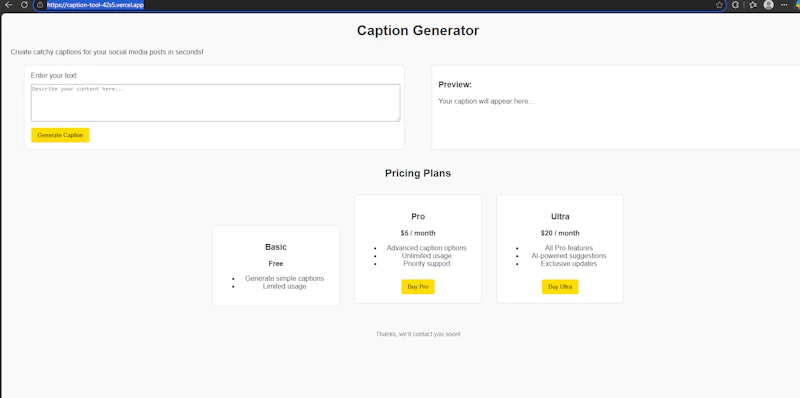 Caption Generator Demo screenshot 1