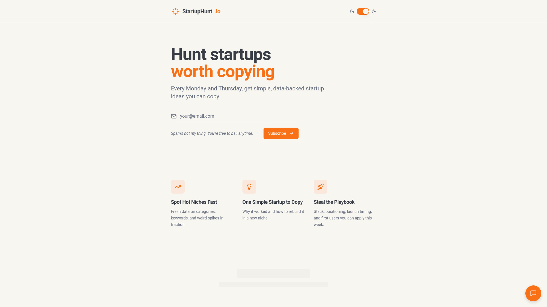 Startup Hunt - Main product screenshot demonstrating key features and user interface