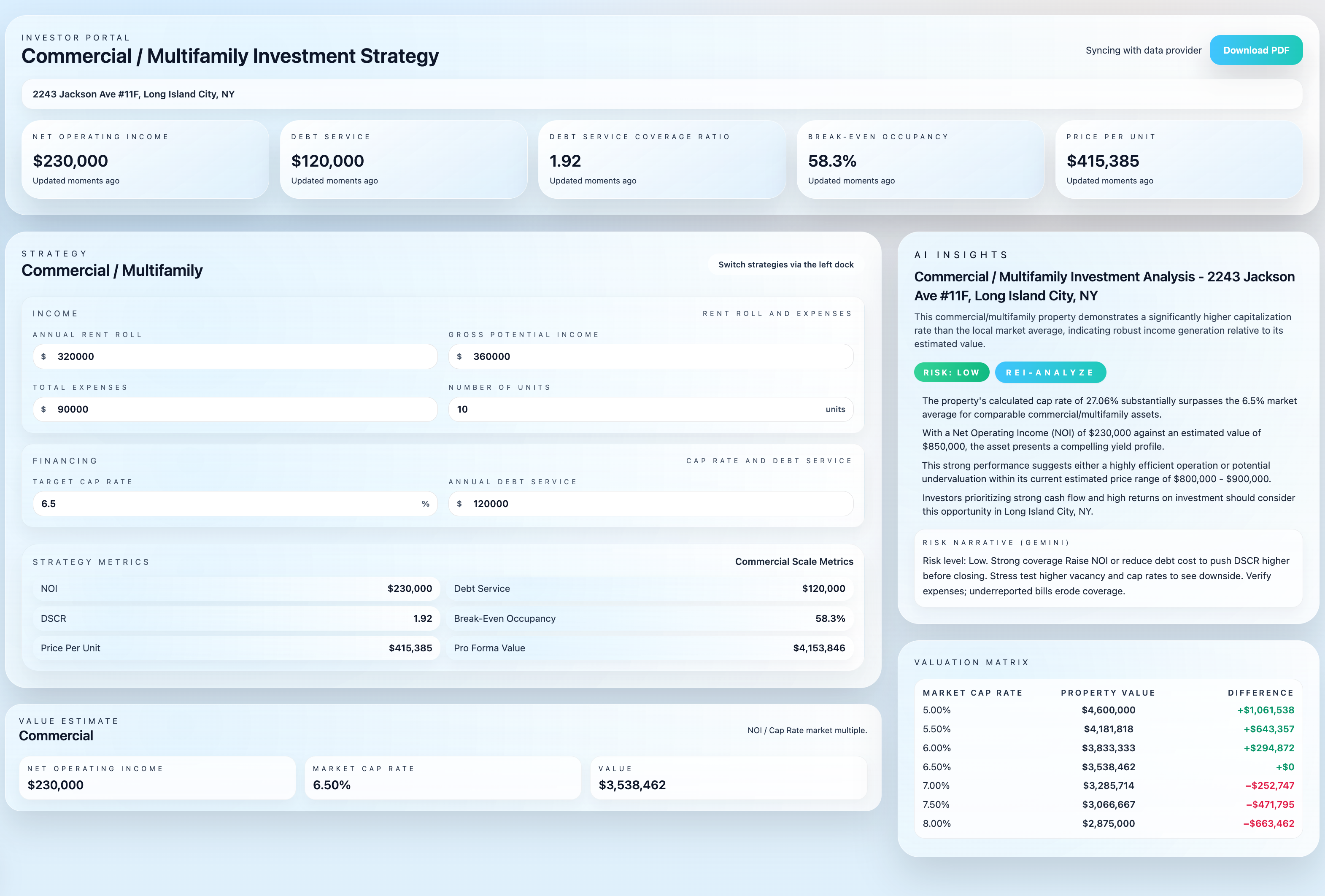 REIanalyze - Main product screenshot demonstrating key features and user interface