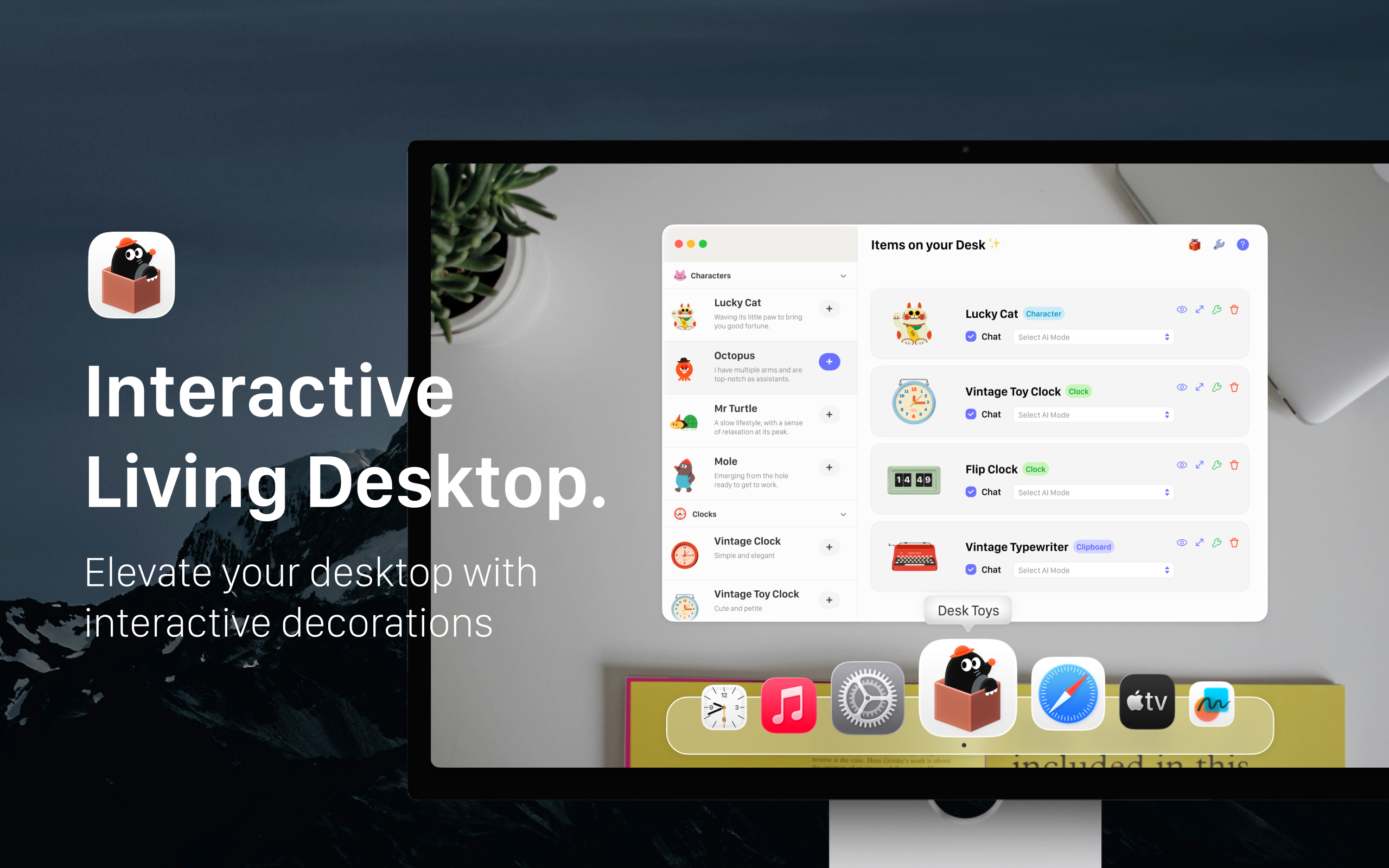 Desktop Toys - Main product screenshot demonstrating key features and user interface