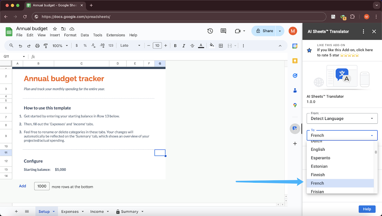 AI Sheets Translator - Screenshot 2 showing product features and functionality