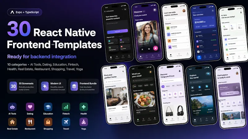 30 React Native UI Templates Bundle screenshot 1