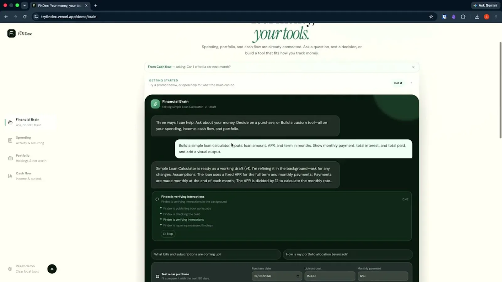 FinDex screenshot 1 (video preview)