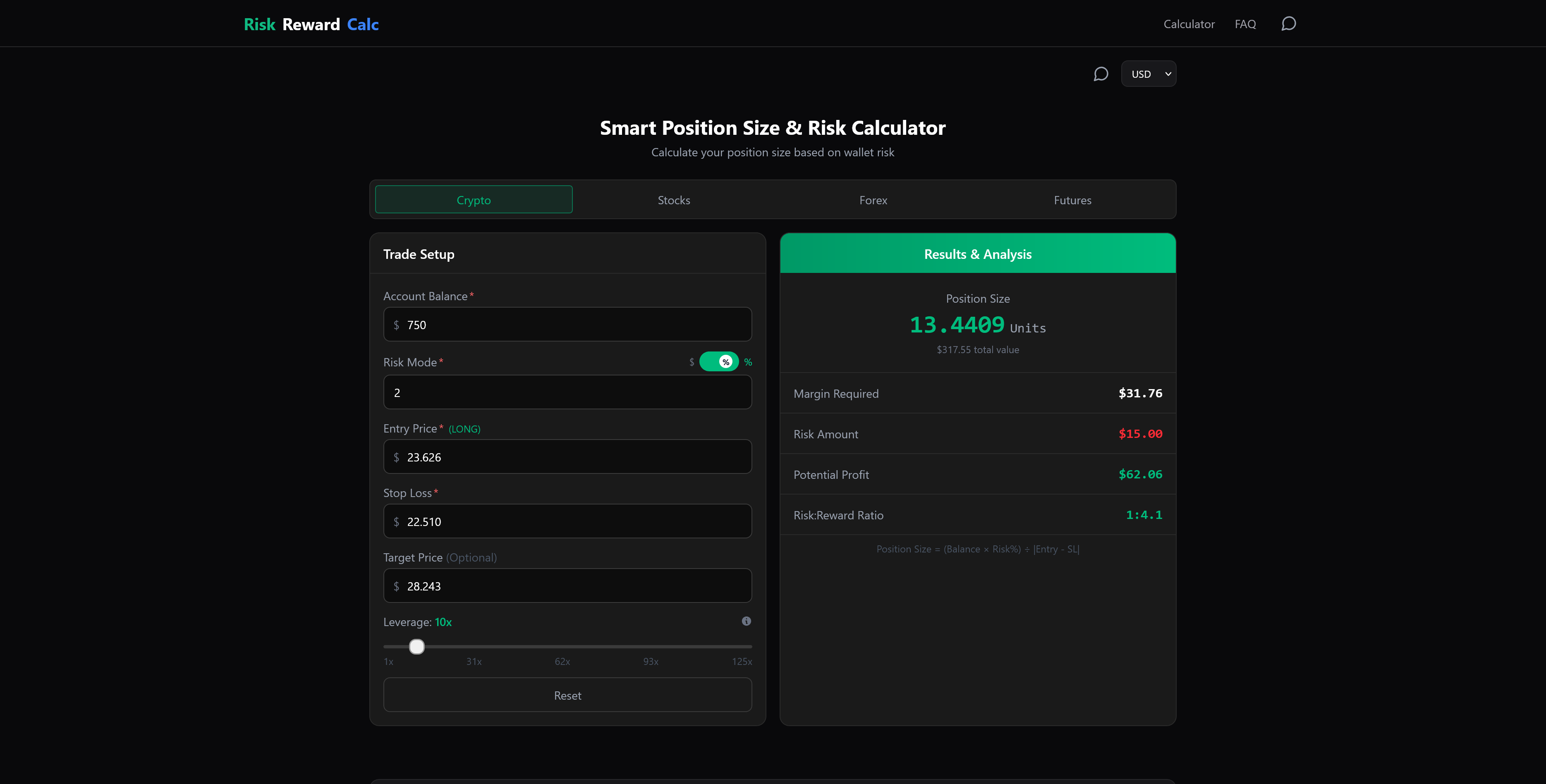 RiskRewardCalc - Screenshot 3 showing product features and functionality
