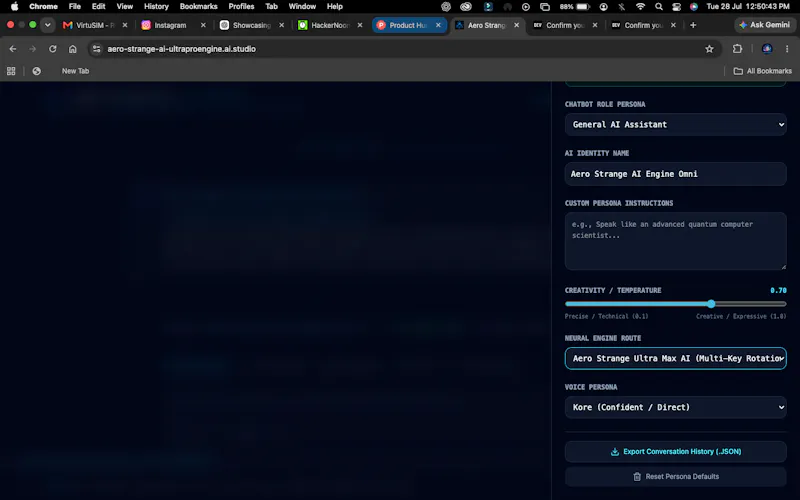 Aero Strange OmniAI Ultra pro max engine screenshot 3