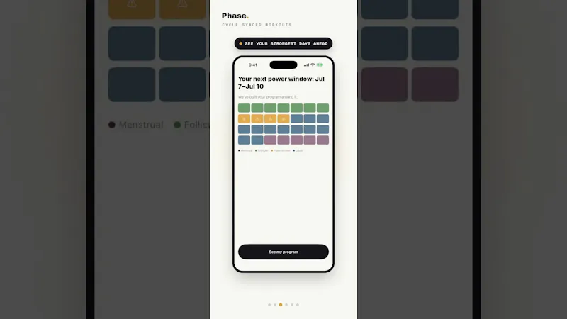 Phase: Cycle Synced Workouts screenshot 1 (video preview)