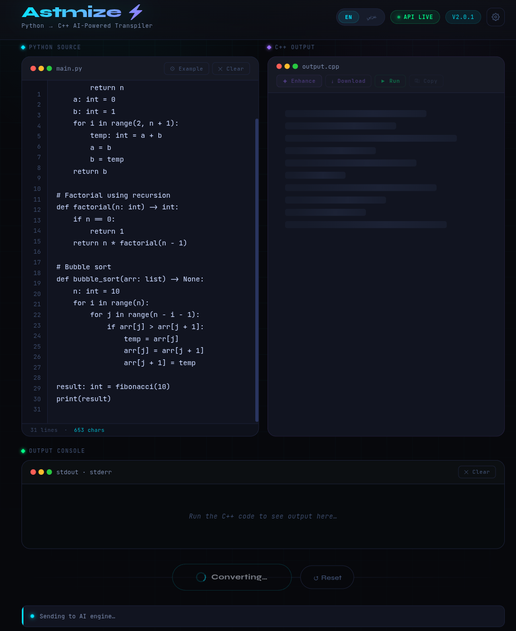 Astmize  — Python → C++ Transpiler gallery image