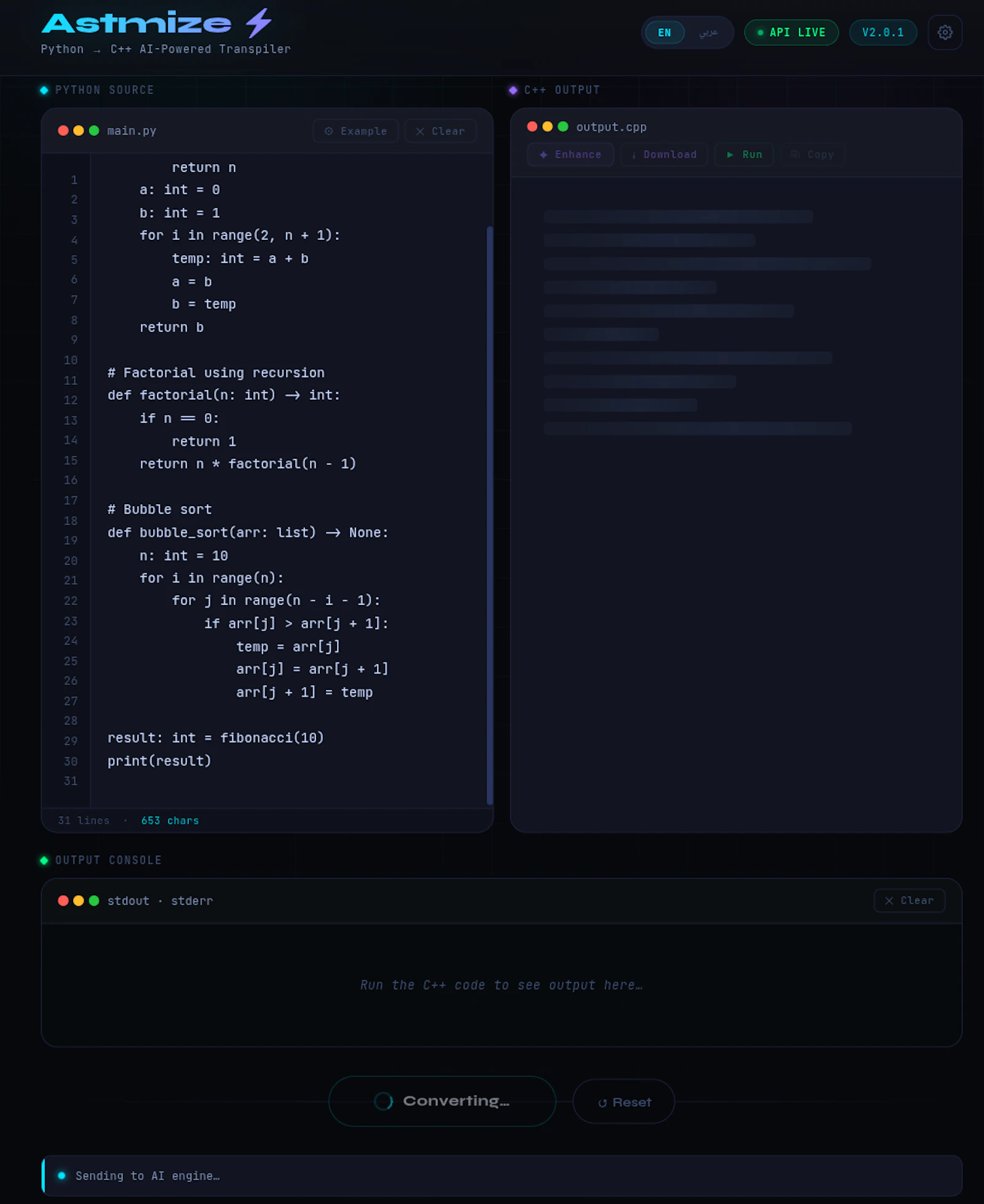 Astmize  — Python → C++ Transpiler screenshot 3