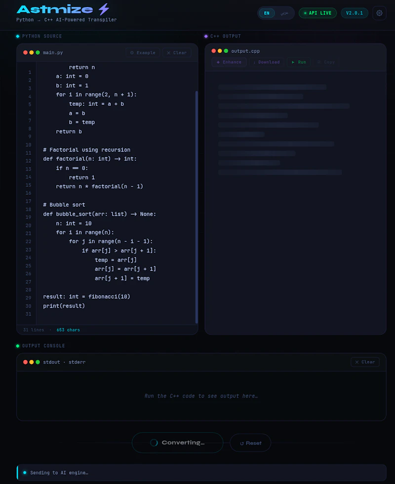 Astmize  — Python → C++ Transpiler screenshot 3