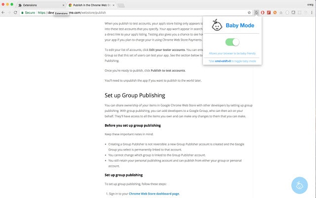 Baby Mode Chrome Extension gallery image