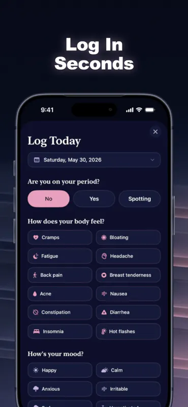 Véla — privacy-first cycle tracking gallery image
