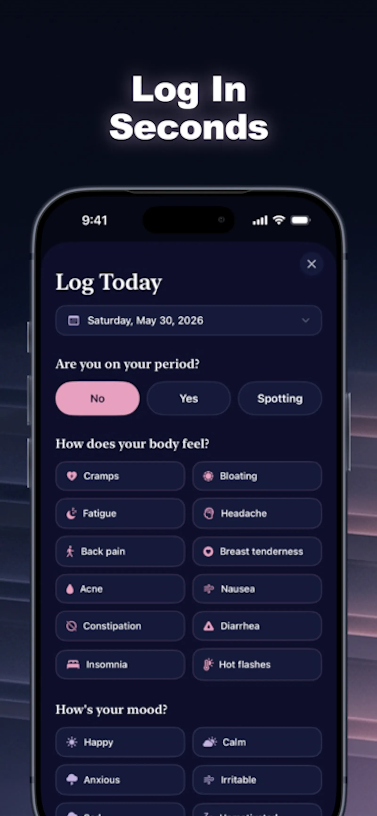 Véla — privacy-first cycle tracking screenshot 5
