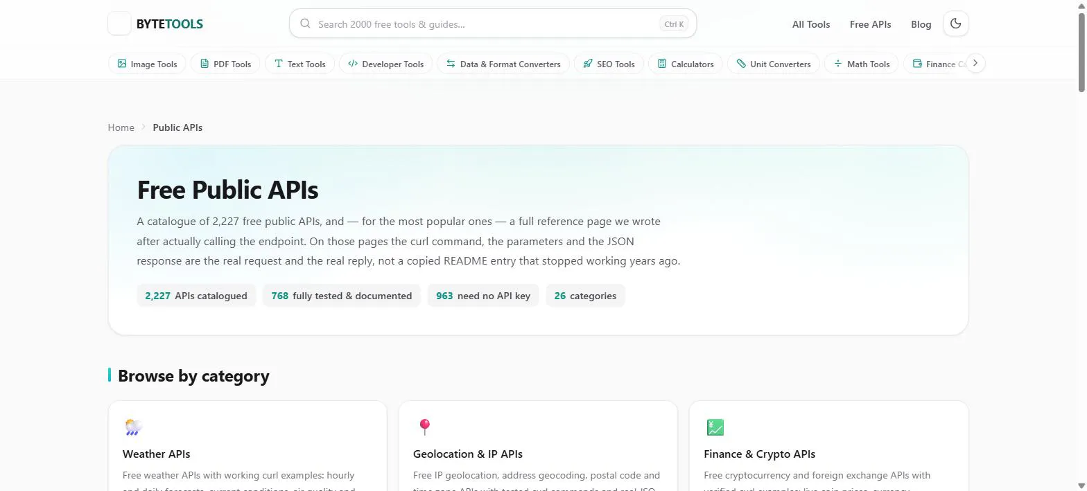 ByteTools API Directory gallery image