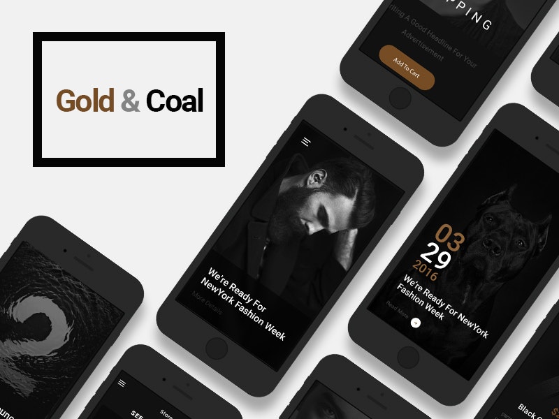 Gold & Coal UI Kit for iOS and Android gallery image