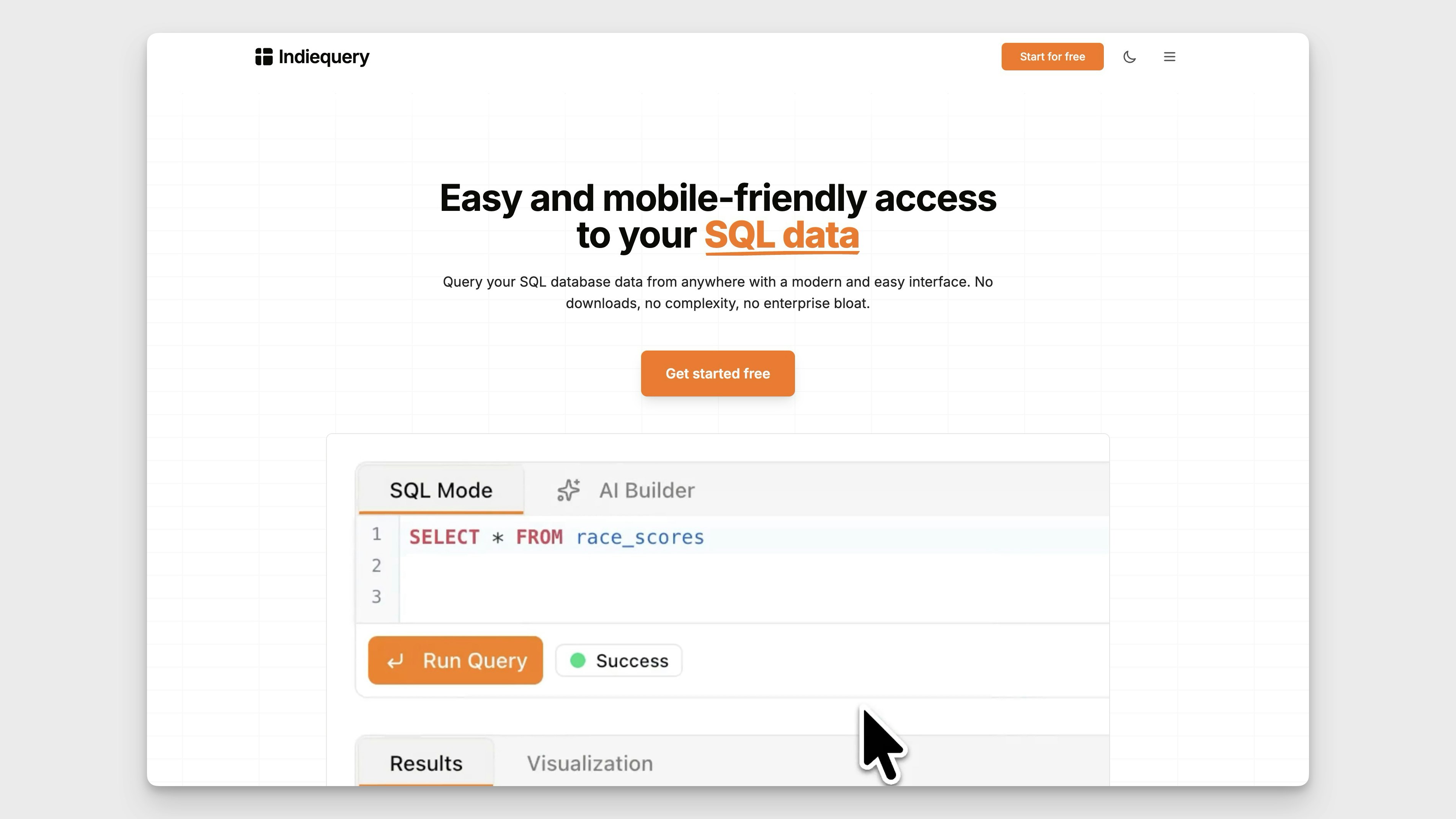 Indiequery - Main product screenshot demonstrating key features and user interface