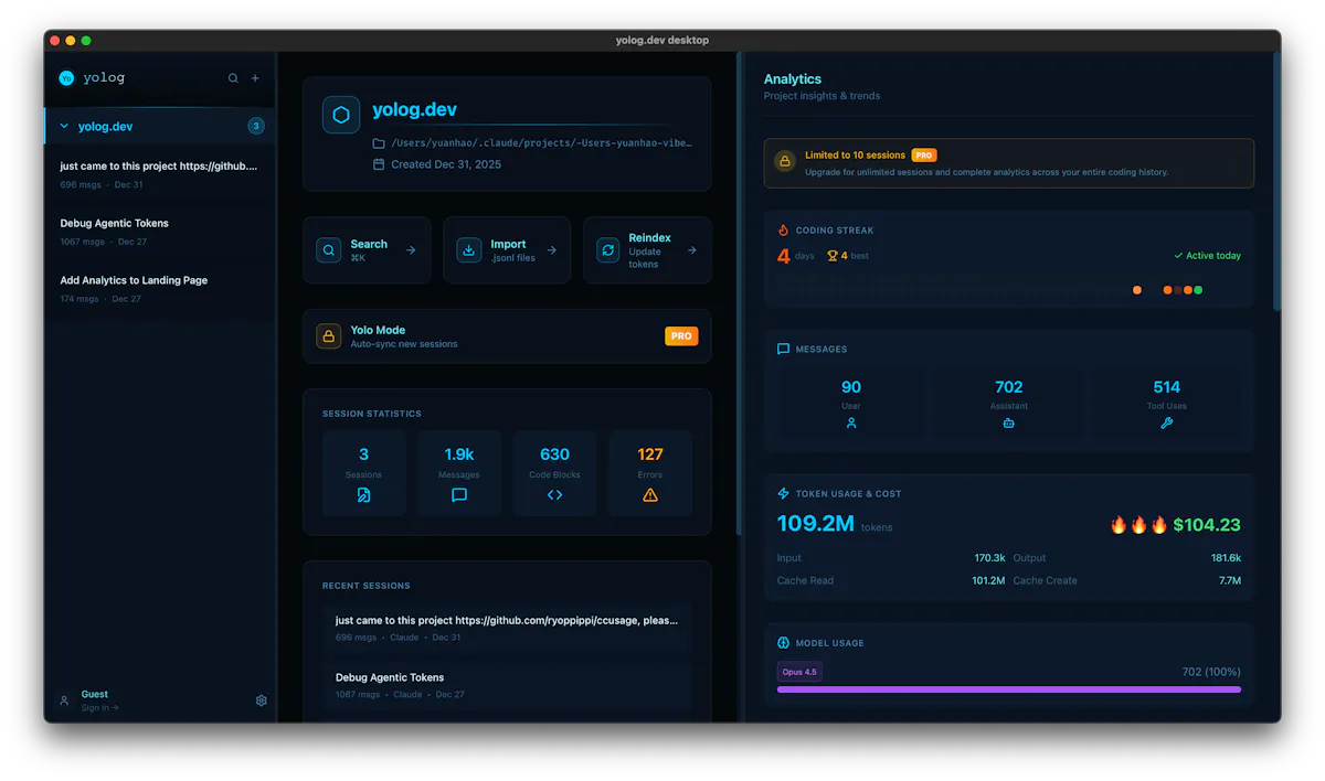yolog.dev Desktop