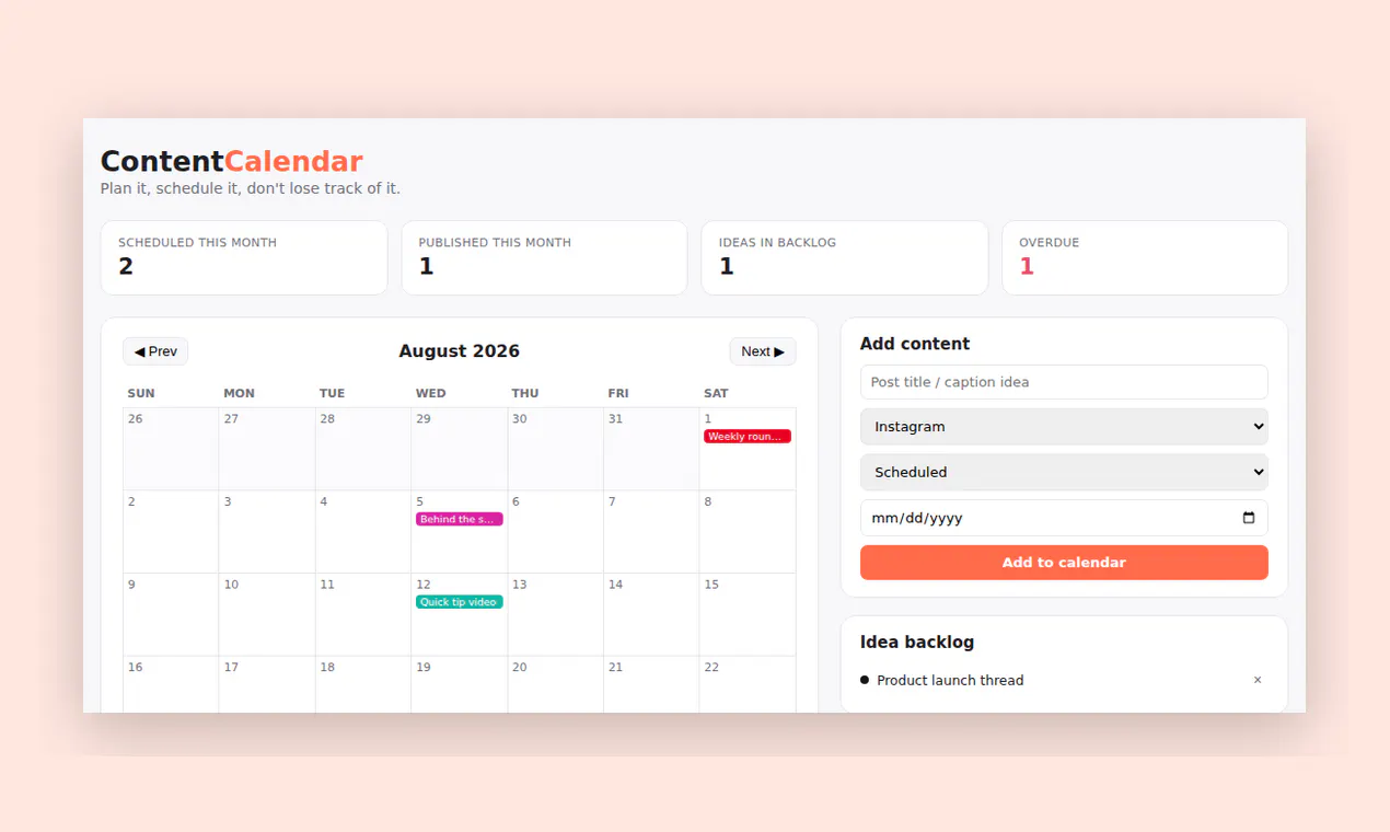 Social Media Planning Tracker screenshot 2