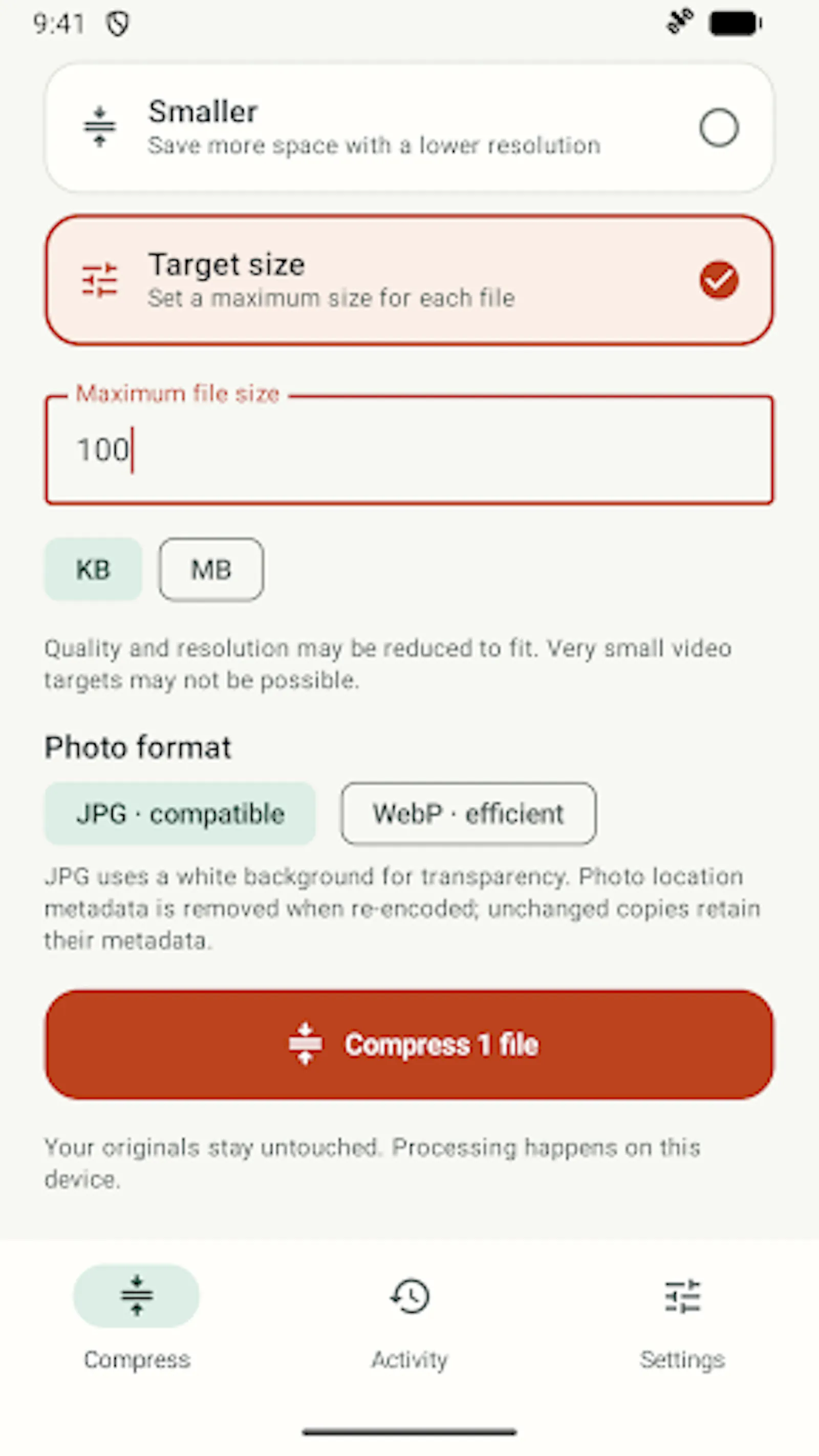 Squeeze: Photo Video Compress screenshot 2