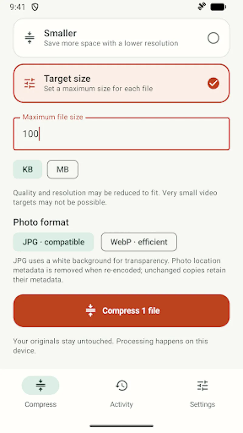 Squeeze: Photo Video Compress screenshot 2