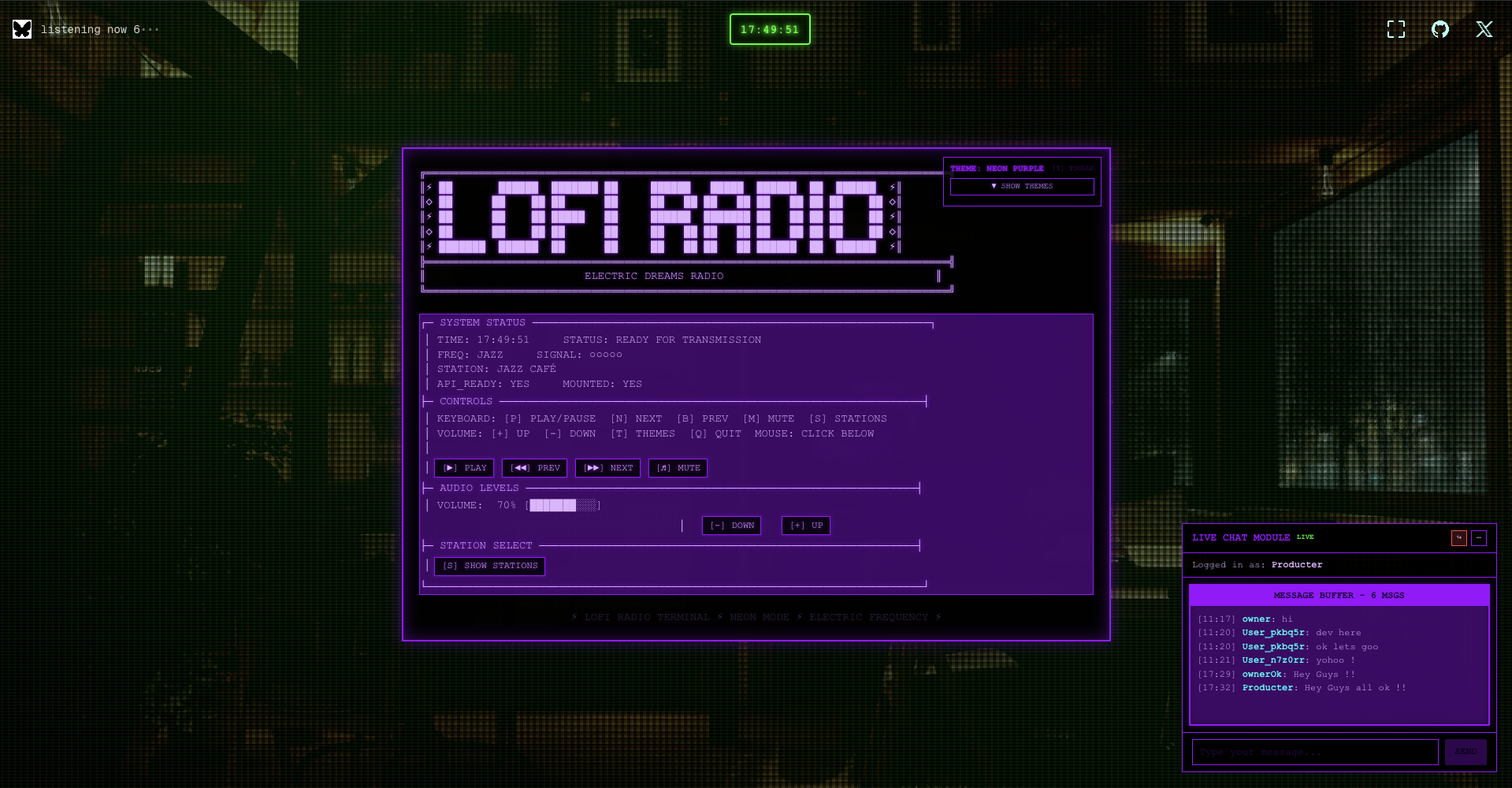 Лофи Радио - Ретро терминал с Lofi Beats Live Chat Community медиа 4