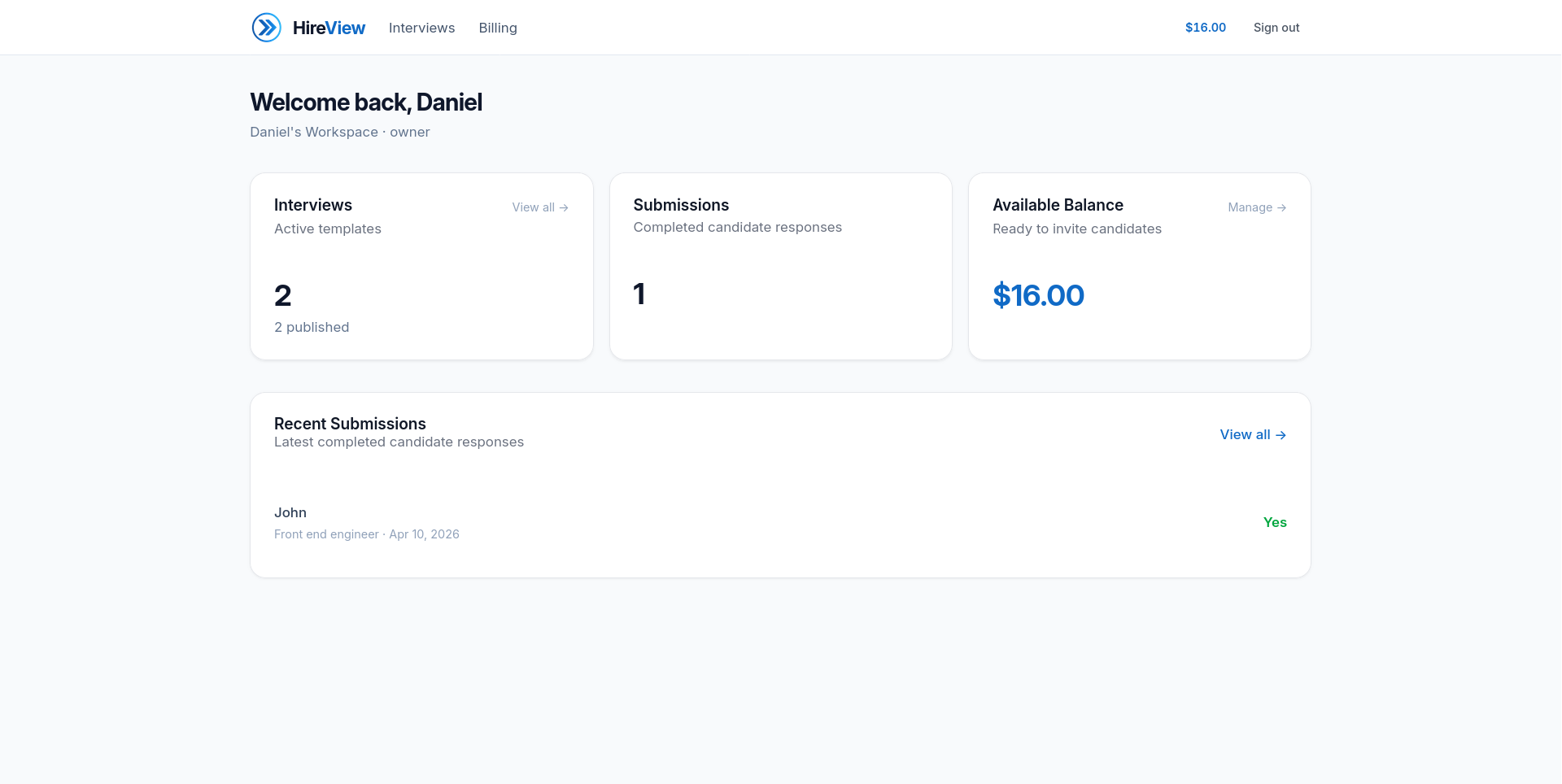 Hireview.io Launch gallery image