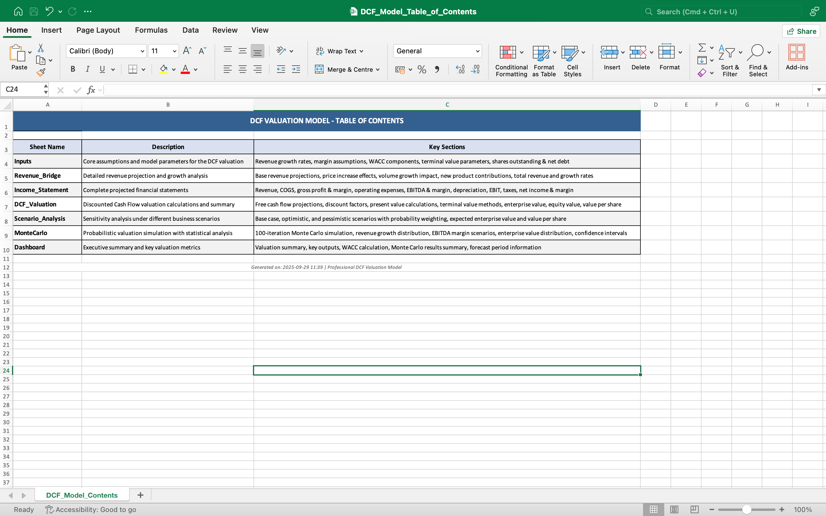 Média Modèle DCF avec simulation Monte Carlo - modèle Excel, Monte Carlo, services financiers 1