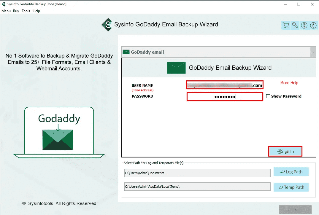 Sysinfo GoDaddy电子邮件备份工具媒体3