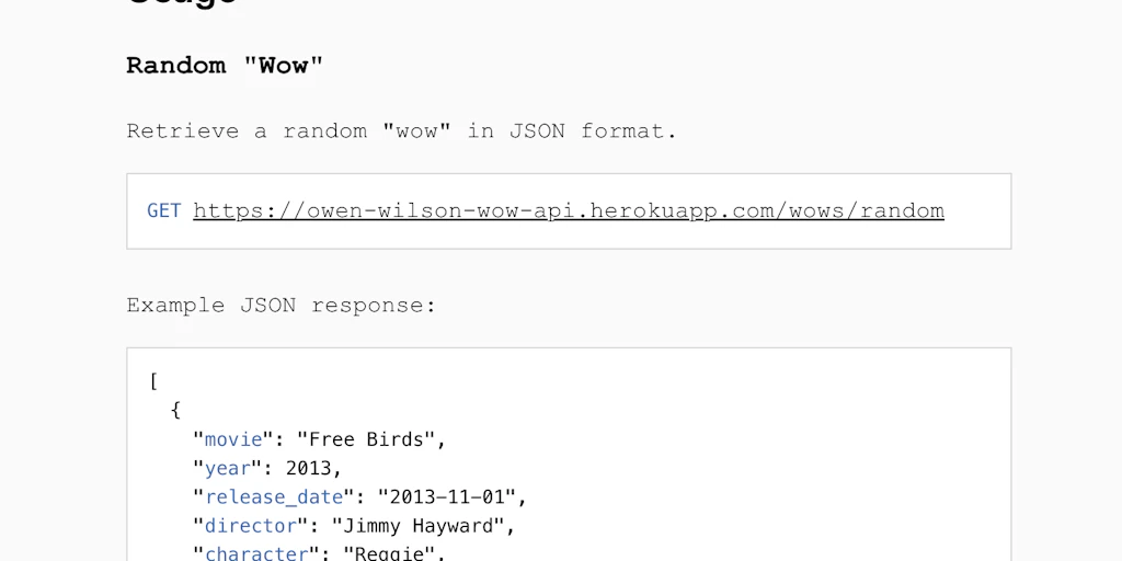 Owen Wilson Wow API - Product Information, Latest Updates, and Reviews ...