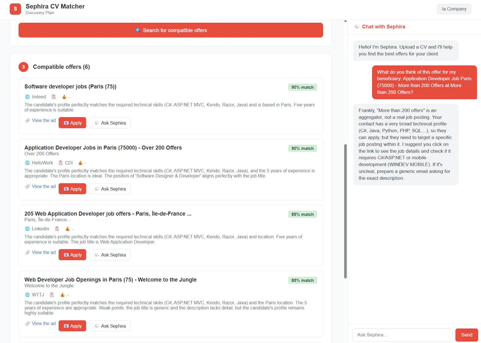 CV Matcher par IA Company  screenshot 4