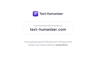 Text-Humanizer.com 推广活动，标语为“AI 强力工具，轻松提升您的数字文案”。