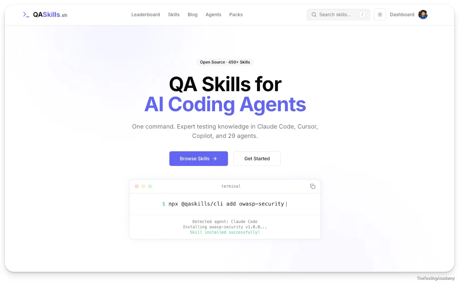 QASkills.sh screenshot 2