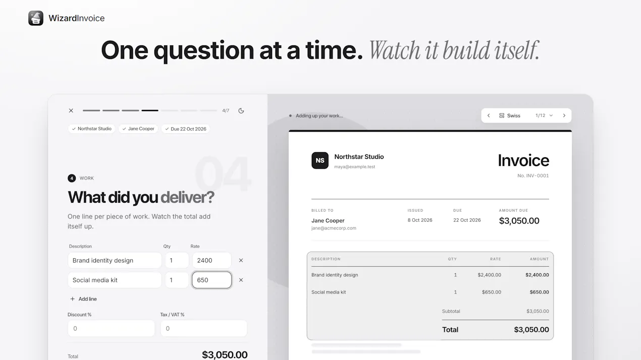 Wizard Invoice product
