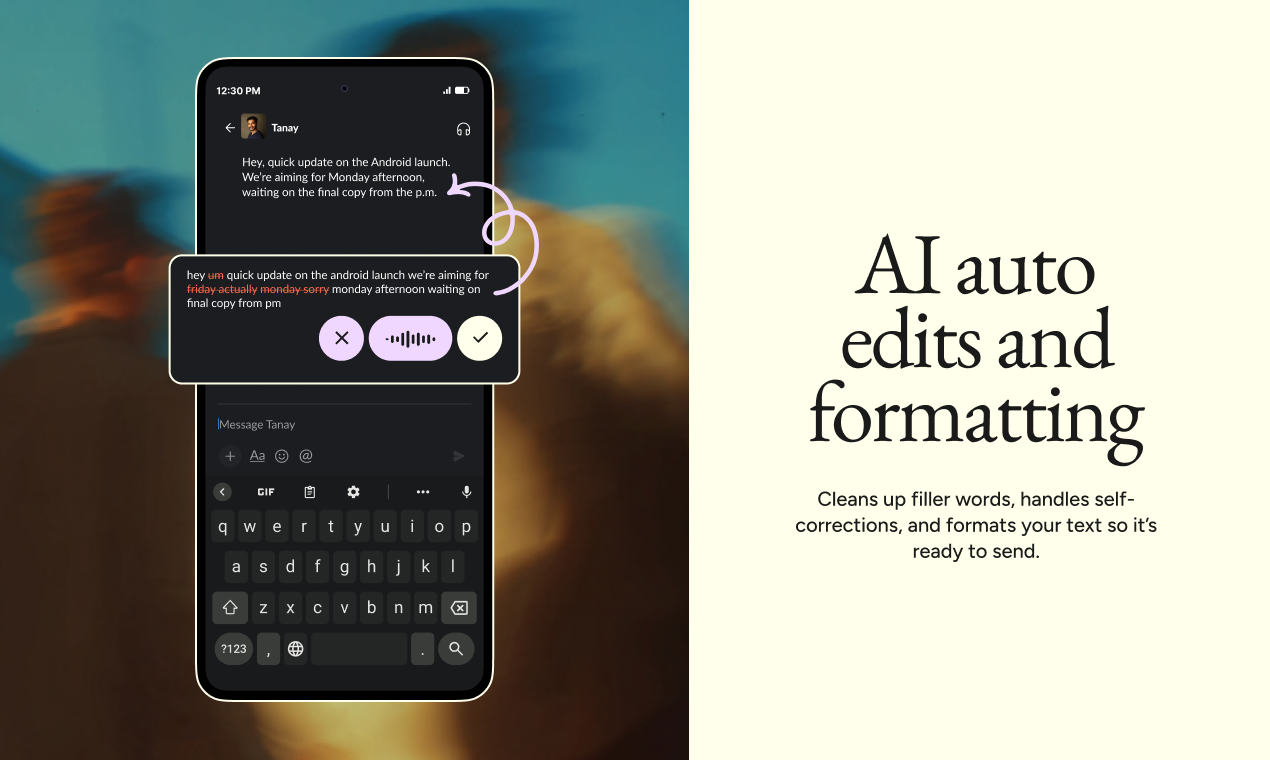 Wispr Flow for Android - Screenshot 2 showing product features and functionality