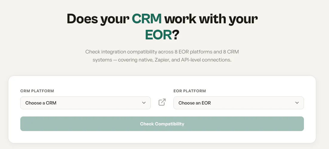 EOR AND CRM Integration Checker product banner