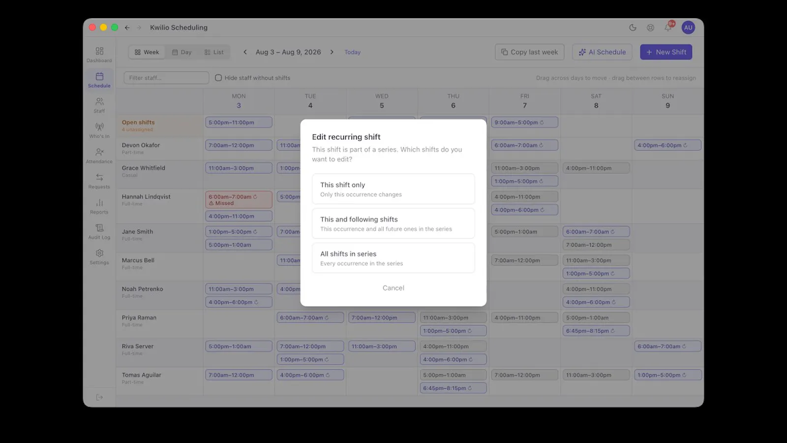 Kwilio Scheduling screenshot 1 (video preview)